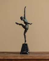Art Deco Bronze Dancer Statue on Marble Base, France, 1930's - Lone Fox