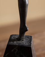 Art Deco Bronze Dancer Statue on Marble Base, France, 1930's - Lone Fox