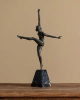 Art Deco Bronze Dancer Statue on Marble Base, France, 1930's - Lone Fox