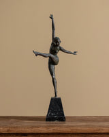 Art Deco Bronze Dancer Statue on Marble Base, France, 1930's - Lone Fox