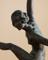 Art Deco Bronze Dancer Statue on Marble Base, France, 1930's - Lone Fox