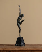 Art Deco Bronze Dancer Statue on Marble Base, France, 1930's - Lone Fox