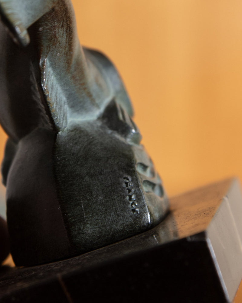 Art Deco Bronze & Marble Fish Bookends, France, 1930's - Lone Fox