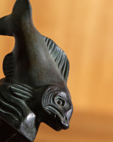 Art Deco Bronze & Marble Fish Bookends, France, 1930's - Lone Fox