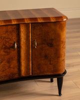 Art Deco Burl Bar Cabinet w/ Ebonized Legs, Italy, 1930's - Lone Fox