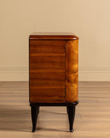 Art Deco Burl Bar Cabinet w/ Ebonized Legs, Italy, 1930's - Lone Fox