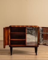Art Deco Burl Bar Cabinet w/ Ebonized Legs, Italy, 1930's - Lone Fox