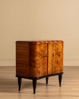 Art Deco Burl Bar Cabinet w/ Ebonized Legs, Italy, 1930's - Lone Fox