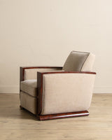 Art Deco Burled Walnut & Butter Chenille Armchairs, France, 1950's (2 Available) - Lone Fox