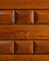 Art Deco Carved Oak Sideboard on Pedestal Base, France, 1940's - Lone Fox