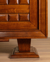 Art Deco Carved Oak Sideboard on Pedestal Base, France, 1940's - Lone Fox
