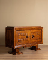 Art Deco Carved Oak Sideboard on Pedestal Base, France, 1940's - Lone Fox