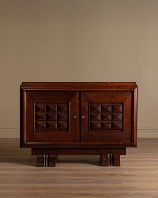 Art Deco Geometric Oak Sideboard by Charles Dudouyt, France, 1940's - Lone Fox