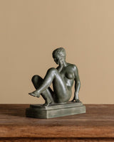 Art Deco Green Ceramic Sculpture by Pál Pátzay, Hungary, 1930's - Lone Fox