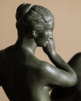 Art Deco Green Ceramic Sculpture by Pál Pátzay, Hungary, 1930's - Lone Fox