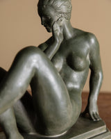 Art Deco Green Ceramic Sculpture by Pál Pátzay, Hungary, 1930's - Lone Fox