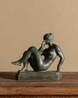 Art Deco Green Ceramic Sculpture by Pál Pátzay, Hungary, 1930's - Lone Fox
