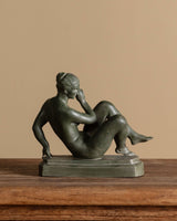 Art Deco Green Ceramic Sculpture by Pál Pátzay, Hungary, 1930's - Lone Fox