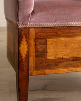 Art Deco Inlaid Mahogany & Velour Club Chair, Sweden, 1930's - Lone Fox