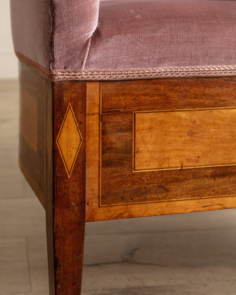 Art Deco Inlaid Mahogany & Velour Club Chair, Sweden, 1930's - Lone Fox