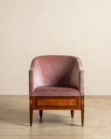 Art Deco Inlaid Mahogany & Velour Club Chair, Sweden, 1930's - Lone Fox