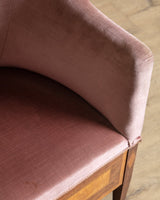 Art Deco Inlaid Mahogany & Velour Club Chair, Sweden, 1930's - Lone Fox