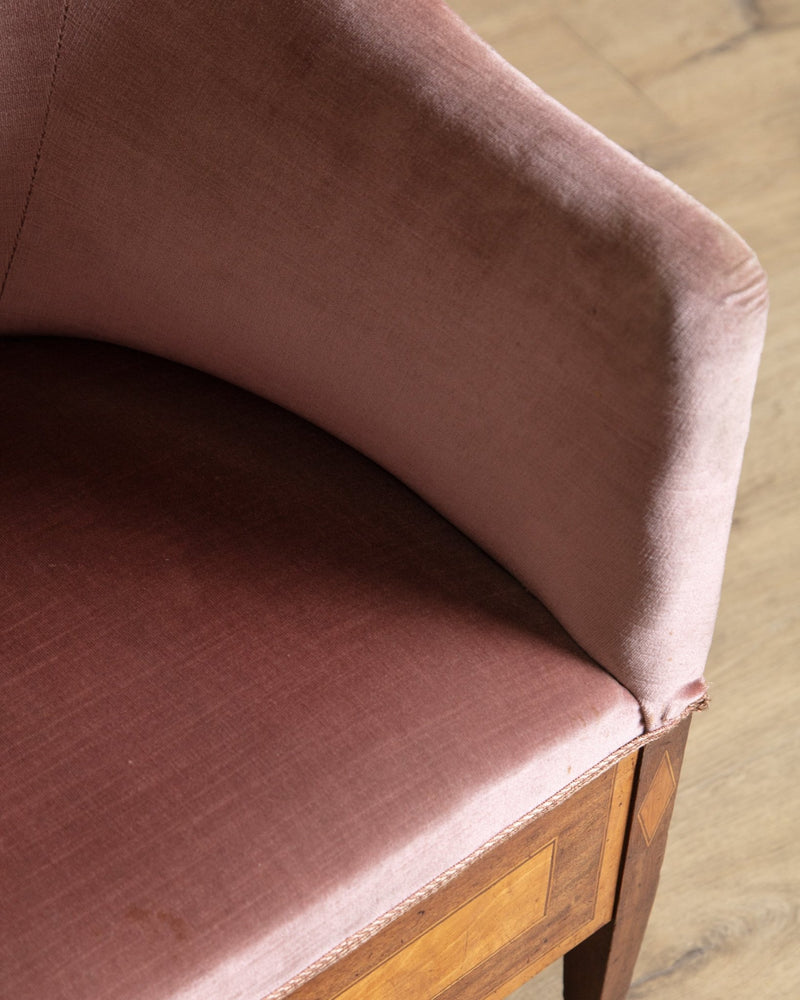 Art Deco Inlaid Mahogany & Velour Club Chair, Sweden, 1930's - Lone Fox