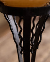 Art Deco Iron Lamp with Marbled Glass Globe, France, 1950's - Lone Fox