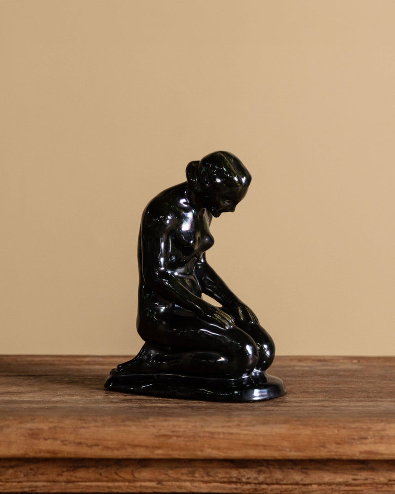 Art Deco Kneeling Woman Sculpture by Ágnes S. Kepes, Hungary