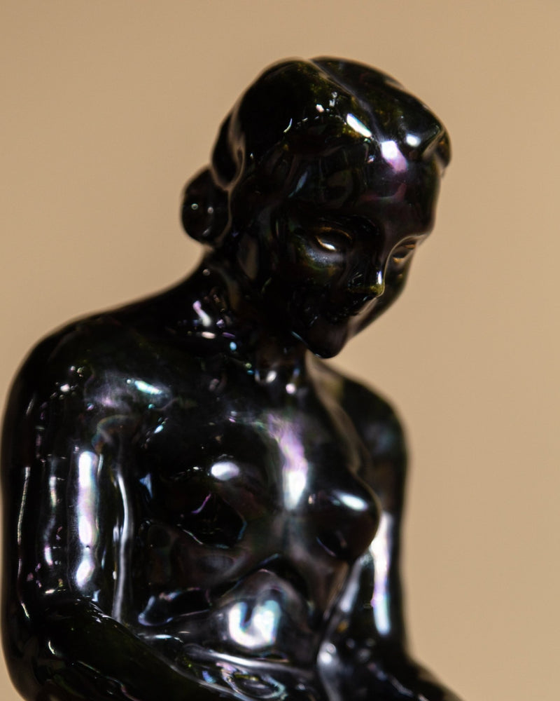 Art Deco Kneeling Woman Sculpture by Ágnes S. Kepes, Hungary