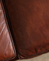 Art Deco Leather Mustache Back Sofa, France, 1930's - Lone Fox