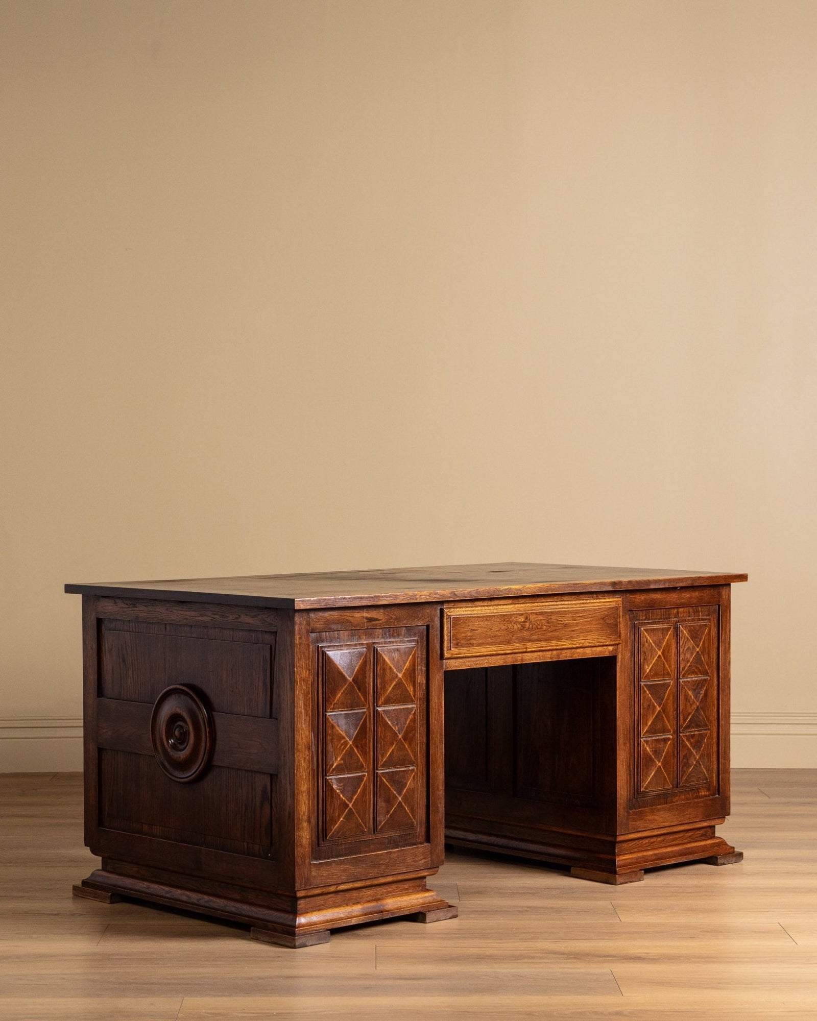 Dessiner l’Antique Art Deco Oak Executive Desk by Charles Dudouyt, France, 1940's