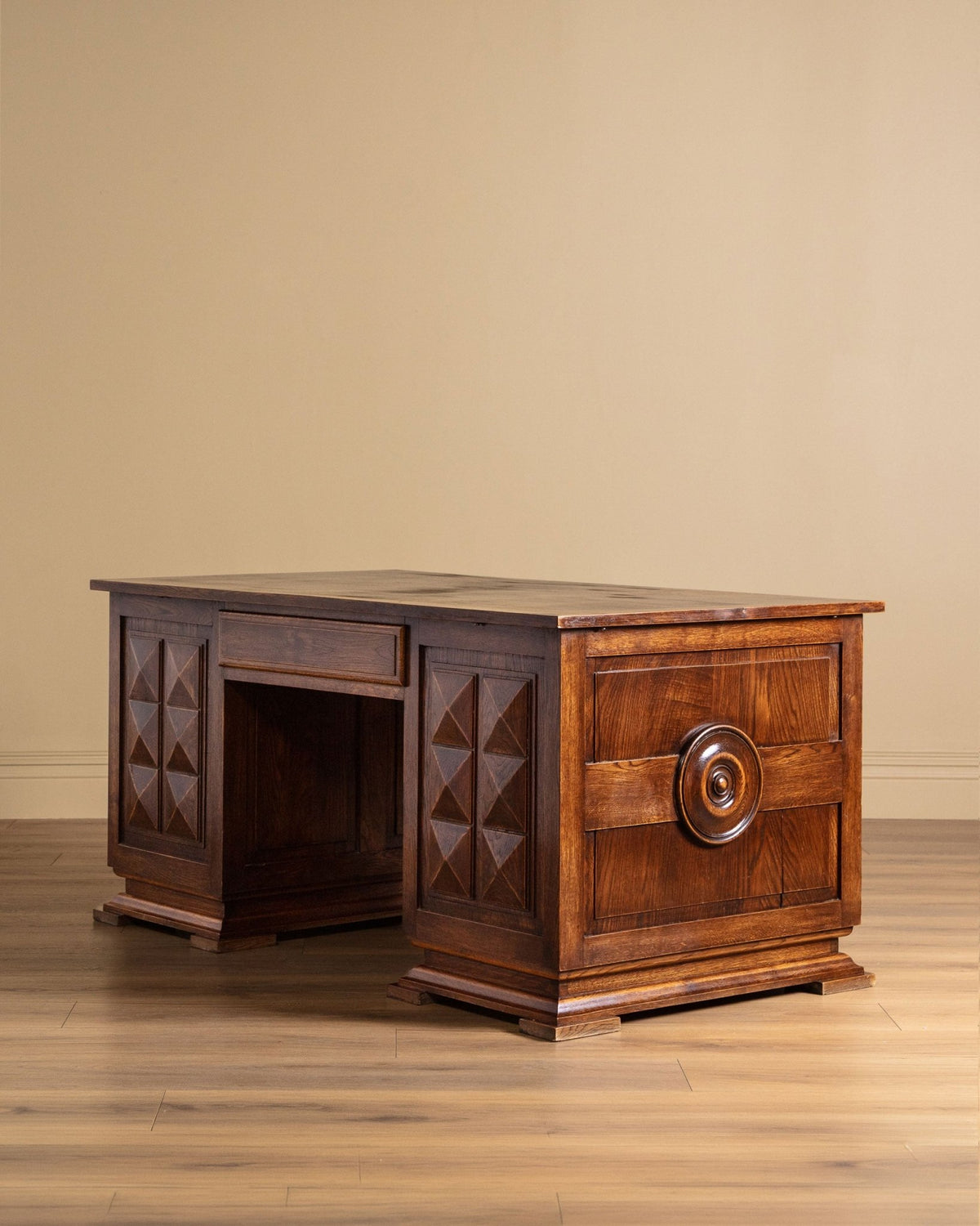 Art Deco Oak Executive Desk by Charles Dudouyt, France, 1940's