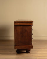 Art Deco Oak Paneled Door Sideboard w/ Turned Wood Pulls, France, 1940's - Lone Fox