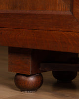 Art Deco Oak Paneled Door Sideboard w/ Turned Wood Pulls, France, 1940's - Lone Fox