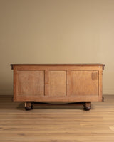 Art Deco Oak Paneled Door Sideboard w/ Turned Wood Pulls, France, 1940's - Lone Fox