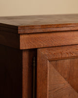 Art Deco Oak Paneled Door Sideboard w/ Turned Wood Pulls, France, 1940's - Lone Fox