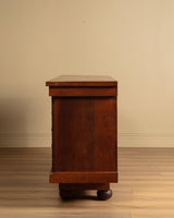 Art Deco Oak Paneled Door Sideboard w/ Turned Wood Pulls, France, 1940's - Lone Fox