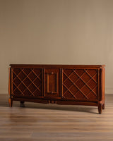 Art Deco Oak Sideboard w/ Crosshatch, Manner of Jean Royere, France, 1945 - Lone Fox