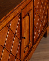 Art Deco Oak Sideboard w/ Crosshatch, Manner of Jean Royere, France, 1945 - Lone Fox