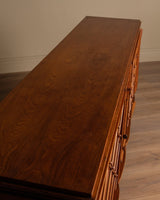 Art Deco Oak Sideboard w/ Crosshatch, Manner of Jean Royere, France, 1945 - Lone Fox