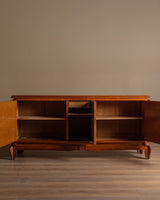 Art Deco Oak Sideboard w/ Crosshatch, Manner of Jean Royere, France, 1945 - Lone Fox