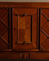 Art Deco Oak Sideboard w/ Crosshatch, Manner of Jean Royere, France, 1945 - Lone Fox