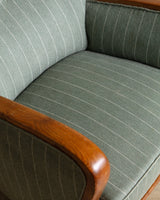 Art Deco Oak & Wool Striped Lounge Chair, Sweden, 1940's - Lone Fox