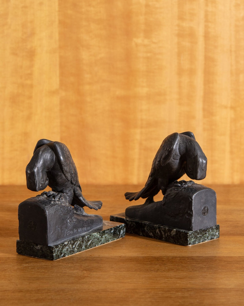 Art Deco Parrot Bookends by Georges Van De Voorde, France, 1930's - Lone Fox