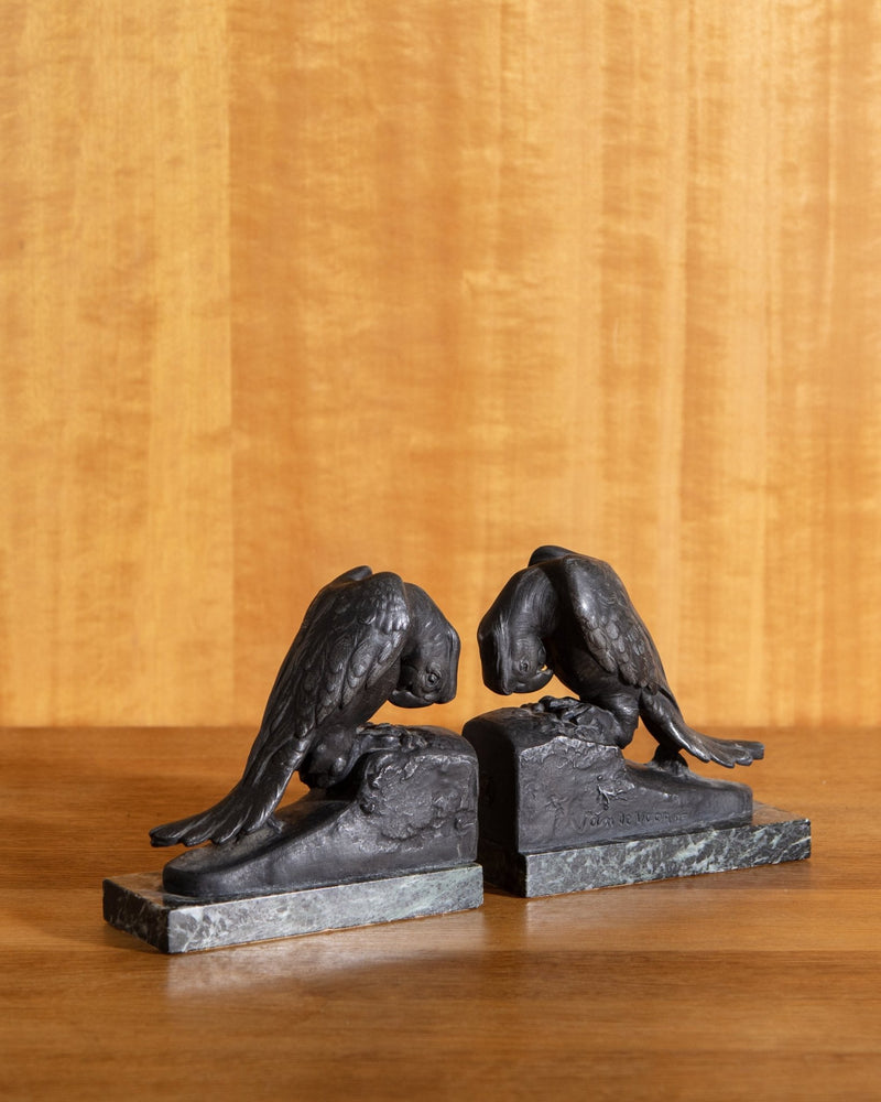 Art Deco Parrot Bookends by Georges Van De Voorde, France, 1930's - Lone Fox
