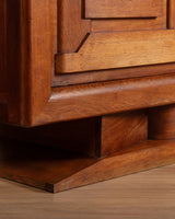 Art Deco Pedestal Base Oak & Brass Mounted Sideboard, France, 1940's - Lone Fox