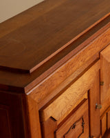 Art Deco Pedestal Base Oak & Brass Mounted Sideboard, France, 1940's - Lone Fox