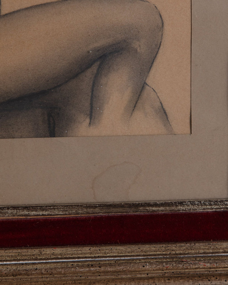 Art Deco Pencil Sketch by Robert van de Velde, Belgium, 1950's - Lone Fox