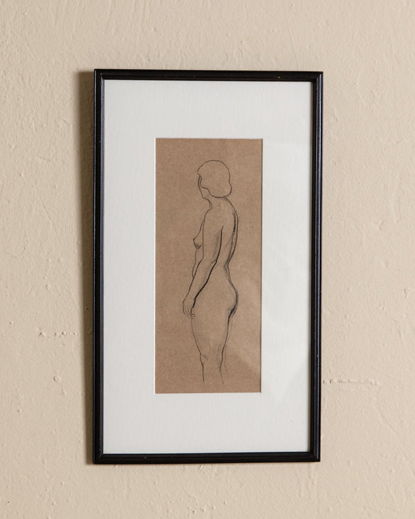 Art Deco Pencil Sketch of Nude Figure, France, 1920's - Lone Fox